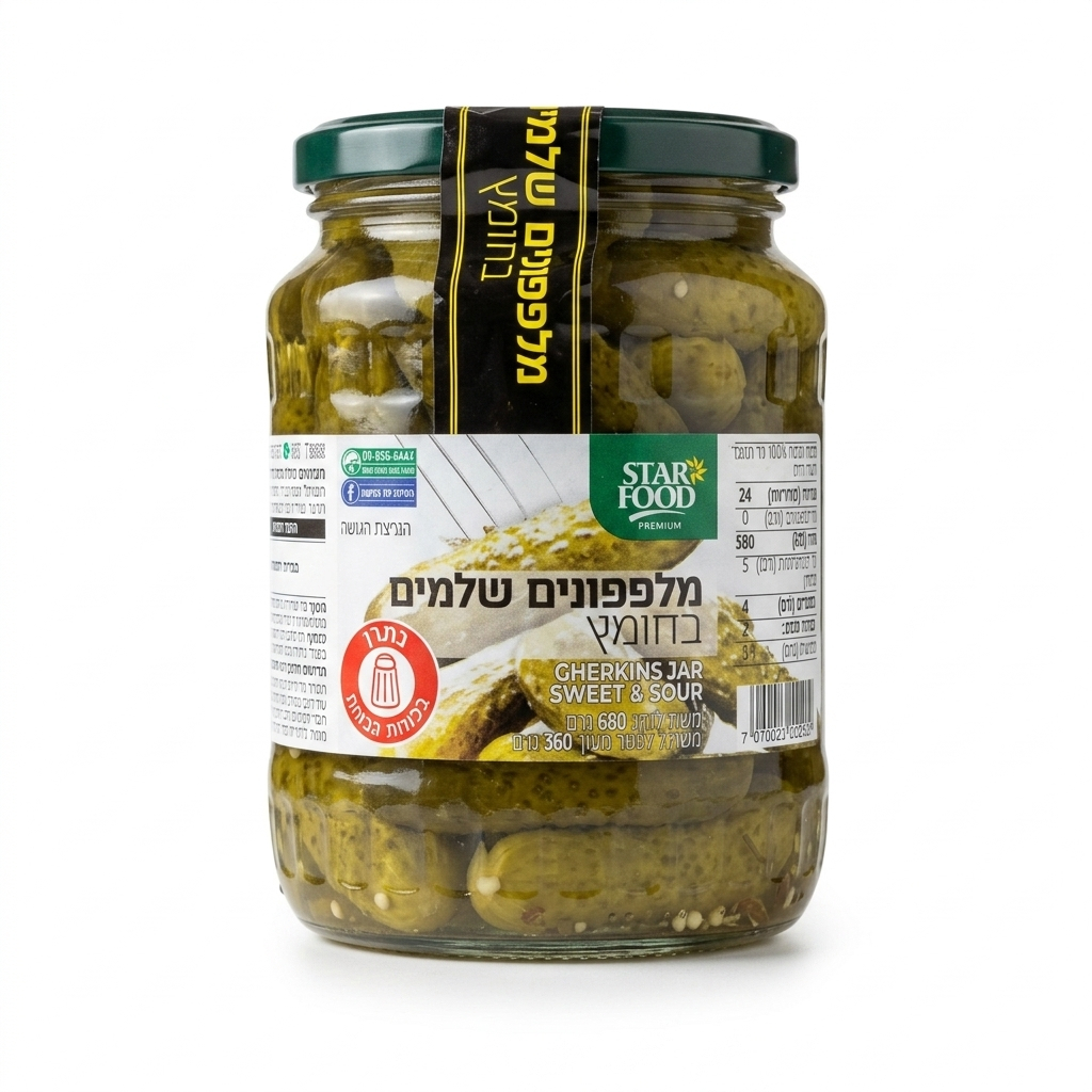 emilia-ai-studio-2139c88fb98b-750863 קורנישון מלפפונים בחומץ 680 גרם (STAR FOOD) – תמונה 1